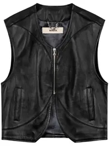 Кожаный жилет ROUGH., черный