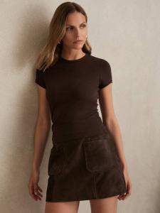 Футболка Jolie Cotton с круглым вырезом Reiss, Mid Brown
