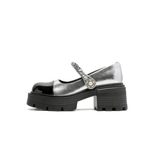 Earl Cat Мэри Джейн на массивном каблуке 6,5 см женские серебристые, цвет Silver