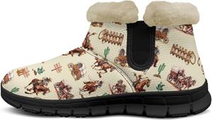 Женские ботильоны и полусапожки Highland Cow зимние теплые пушистые снежные ботинки повседневная обувь босиком размеры 36-41 Pointodoor, Aztec Horse