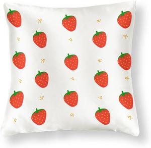 Generic Сатиновая наволочка для декоративных подушек с изображением клубники и скрытой молнией Pattern-1