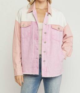 Джинсовая куртка в стиле колор-блок, цвет мульти entro