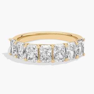 Кольцо с семью бриллиантами Radiant Lab Grown Stone из 14-каратного желтого золота (3 карата Tw. - FG / VS2-SI1) Blue Nile