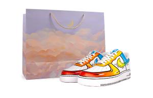 Nike Кроссовки Air Force 1 с противоскользящим покрытием, износостойкие, низкие, унисекс, белые, оранжевые, желтые, синие