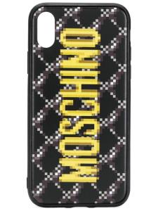 Moschino чехол для iPhone X с пиксельным логотипом, черный