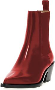 Женские эластичные ботинки Челси на низком широком каблуке с заостренным носком, ботильоны до щиколотки, удобная обувь для работы и бизнеса, размеры 4-16 US Wo wagas, Red Leather
