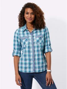 Клетчатая блузка бирюзового и белого цветов WITT WEIDEN