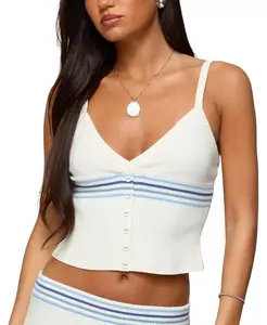 Топ в полоску и ребристую вязку Miya Edikted, белый