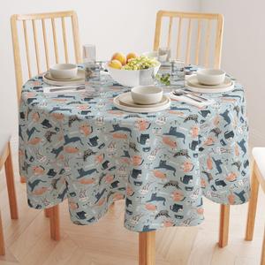 Круглая скатерть, 100% полиэстер, круглая 90 дюймов, фон с изображением кошек
