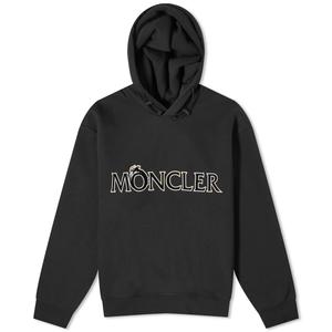 Худи Moncler Dragon Flocked Logo Popover, черный
