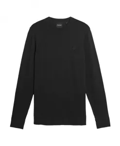 Джемпер средней вязки из тонкой вязки с круглым вырезом. Lyle & Scott, черный
