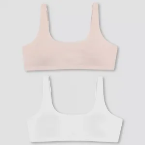 Бюстгальтер Hanes Girls' 2pk Bonded Comfort, цвет White/Light Pink