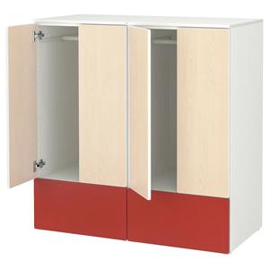 Комбинация для хранения SMÅSTAD/PLATSA IKEA, 120x57x123 см, цвет white red/birch with