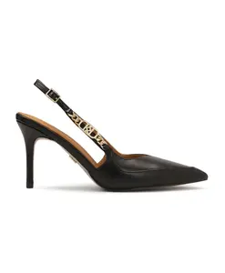 Черные туфли-лодочки с металлическим монограммом. Kazar, черный