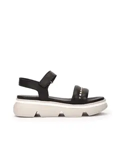 Женские кожаные босоножки на платформе с блестящим декором Weekend by Pedro Miralles, черный