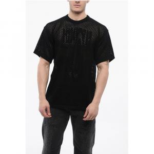 MM6 Ажурный хлопковый свитер с круглым вырезом Maison Margiela, Black