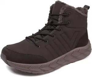 Мужские высокие зимние ботинки до щиколотки с утеплителем и меховой подкладкой, теплые, с противоскользящей подошвой для походов, туризма и работы Qacksv, коричневый