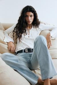 Расклешенные джинсы с низкой посадкой H&M, голубой