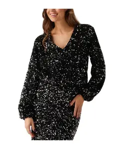 Черная блузка с блестками и пайетками, топ Yara Amaya Amsterdam, черный