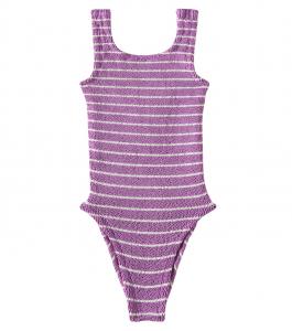 Классический полосатый купальник Hunza G Kids, Lavender / White