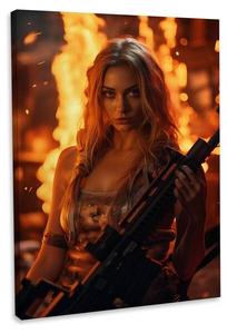 Картина на холсте Hustling Sharks Woman Warrior, оранжевый