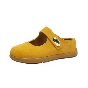 QINGZHUHU Сандалии женские с закрытым носком, рыже-желтые