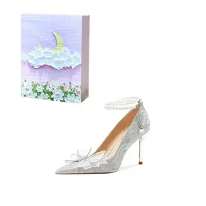 ROBINHOOD Замок 3D Бокс Высокие каблуки Женские Серебристо-Серебристо-Фиолетовая Лунная Галактика Бокс, цвет Silver Purple Moon Galaxy Box