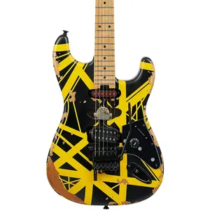 Электрогитара EVH Striped Series Frankenstein Frankie - Выцветший черный и желтый