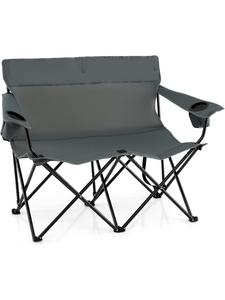 COSTWAY Двухместный складной походный стул серого цвета