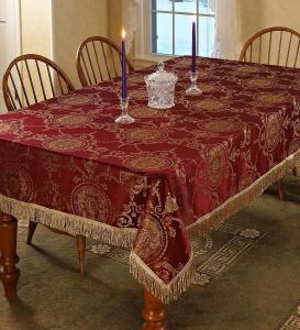 Скатерть Prestige Damask Design, бордовая, 60 на 120 дюймов, продолговатая/прямоугольная Violet Linen, цвет Burgundy