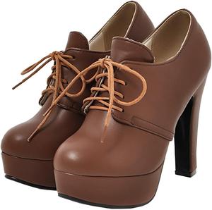Женские ботильоны Betastella на массивной платформе с шнуровкой и высоким широким каблуком, Brown