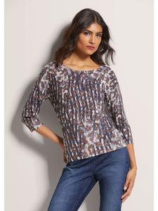 MADELEINE Свитер с уникальным принтом в бело-кремовом/многоцветном/коньячном цвете