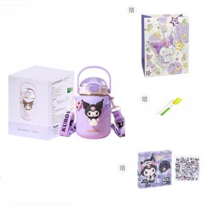 Straw Cup, Pochacco, Cinnamoroll, My Melody, Pompompurin 700ml Sanrio, kuromi+shopping bag+cup brush+random sticker 1 box (63 pc)
