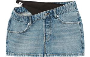 Асимметричная мини-юбка из денима с бикини-слоем Alexander Wang, синий