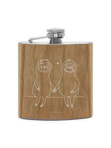 Mr. & Mrs. Panda Деревянная фляжка с изображением пары ленивцев, без надписи, коричневого цвета