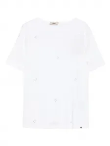 Футболка с короткими рукавами, украшенная стразами Herno, белый