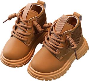 Девочкам: короткие боевые ботинки на шнуровке, из искусственной кожи, модные, с нескользящей подошвой, низким каблуком, зимние, на молнии, всаднические, для малышей и детей, повседневные, высокие походные ботинки Generic, Brown