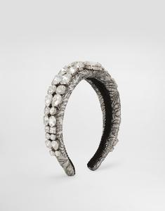 Жаккардовый ободок с цветочным узором и вышивкой DOLCE & GABBANA, мультиколор