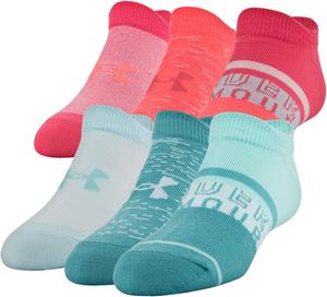 Легкие носки-невидимки Under Armour Kids' Essential 2.0 (6 шт.), Neo Turquoise/Assorted