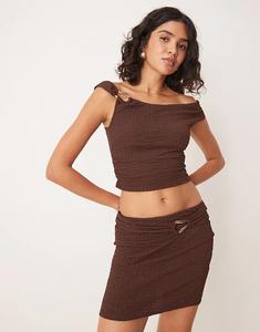 Мини-юбка ASOS DESIGN Coord с отделкой шоколадного цвета