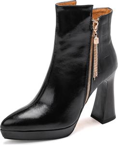 Женские ботинки KAGAA с острым носком на молнии из коровьей кожи, на платформе, с высоким каблуком 10 см, ручная работа, теплые ботильоны для женщин kagaa124, Black