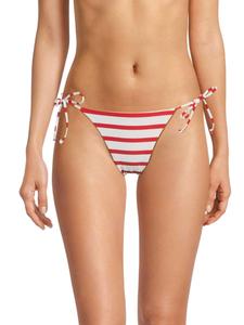 Полосатые плавки бикини с завязками по бокам WeWoreWhat, цвет Off White Red