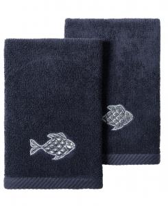 Набор из двух полотенец для рук из турецкого хлопка с вышивкой «Фиджи» Linum Home, цвет marine