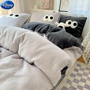 Disney Комплект постельного белья, 3 предмета, 120 см, для одеяла 150x200 см, флис, вышивка, темно-серый