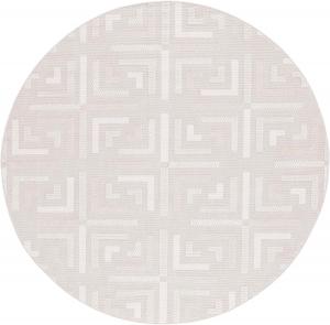 Ковер SAFAVIEH, 201 x 201 см, Trends Collection, круглый, бежевый и айвори, современный геометрический текстурированный дизайн, не линяет и прост в уходе, идеален для помещений с высокой проходимостью в гостиной, спальне (TRD116B)