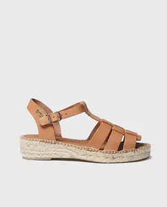 Женские кожаные сандалии на плоской подошве с пряжкой Toni Pons, светло-коричневый