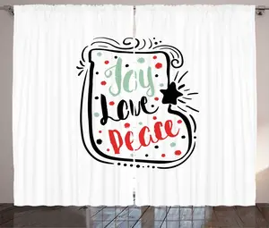 Штора ABAKUHAUS Joy Rustic, абстрактный рождественский чулок, присборенная тесьма для спальни с петлями и крючками, 280 x 245 см, бирюзовый, красный, черный