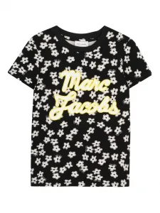 Футболка с цветочным принтом Marc Jacobs Kids, черный