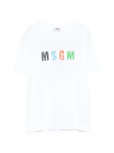 Футболка с логотипом Msgm Kids, белый