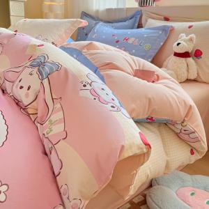 Jie Liya Комплект постельного белья с простыней на резинке, 200x230 см, 1.8 кг, начес, кролик-бабочка